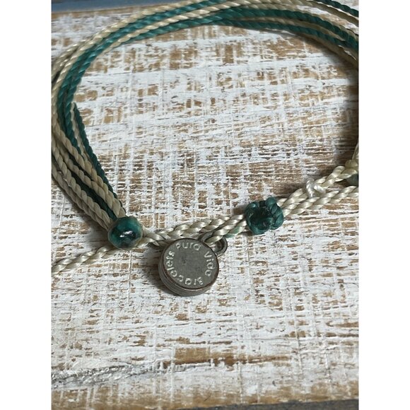 Pura Vida Teal & Beige Braided Bracelet With Charm - Picture 4 of 5
